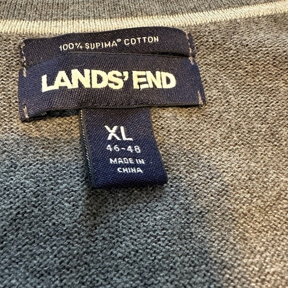 Lands' End Men's Sweater Vest Gray Minimalist Supima Cotton Soft V-neck Size XL - Picture 4 of 6